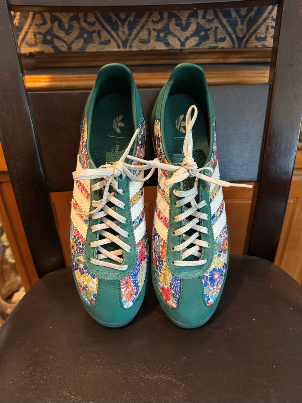 adidas Gazelle Sneakers in Teal with Floral Panels